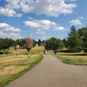 walking trail leading to off leash dog area