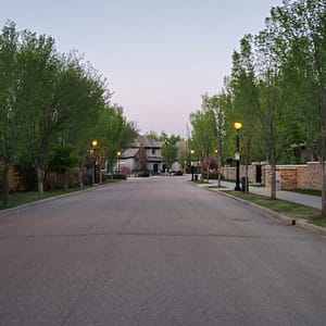 main road leading to residential area
