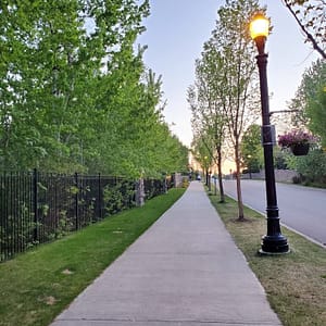 new pavement on walking trail and main road